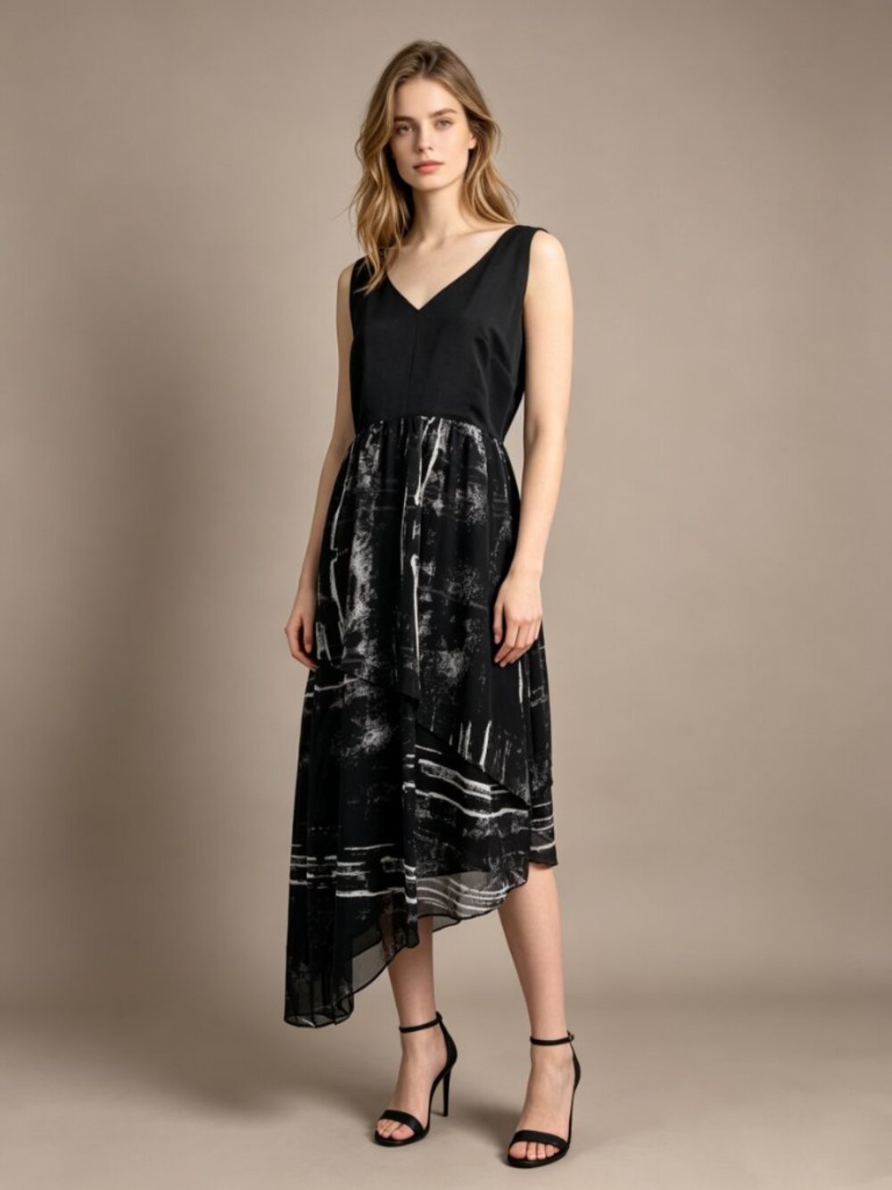 NWOT Mint Velvet Irregular Asymmetry Sleeveless V-neck Midi Dress US 8 UK 12